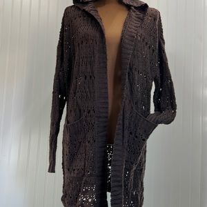 NWOT! Brown Knit Open Front American Eagle Long Cardigan! Size small